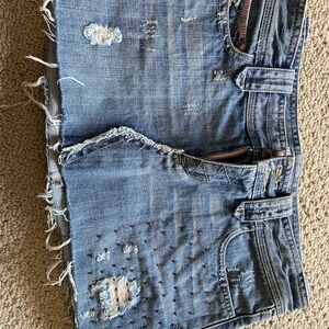 Distressed Denim Skirt